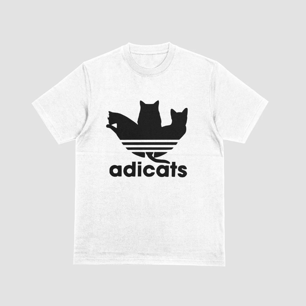 adi cats funny t-shirt white